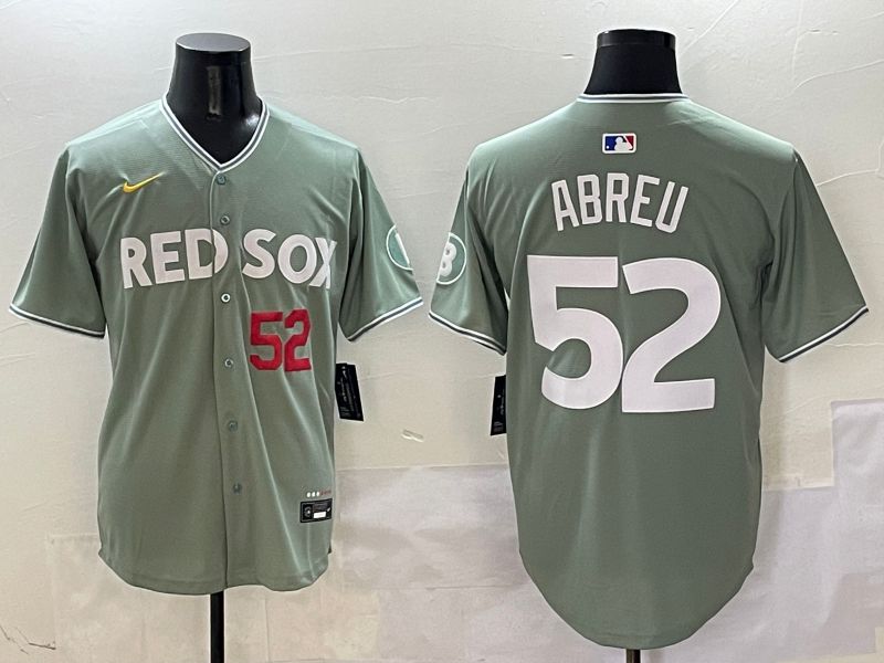 Men Boston Red Sox #52 Abreu Green Joint Name Game Nike 2025 MLB Jersey style 2